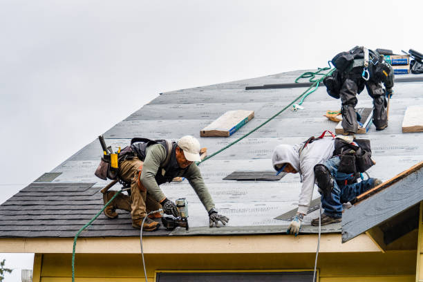 Professional Gutter Installation technician working in Waterboro, ME